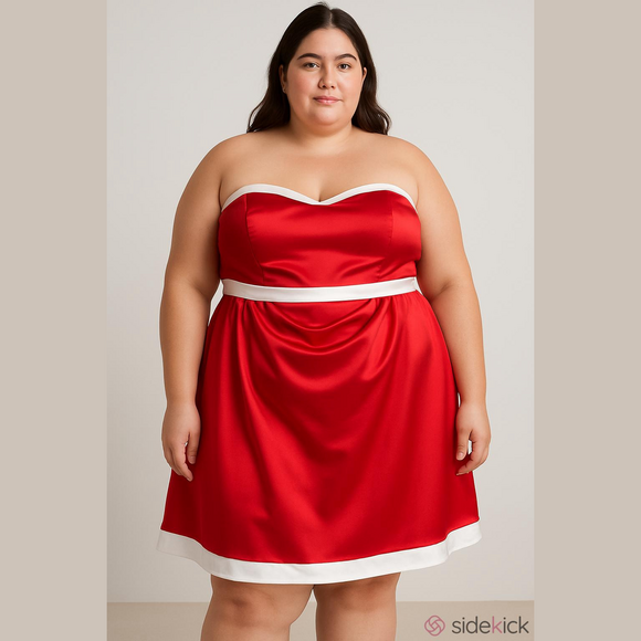 #330 Alfred Angelo - Size: 28W Style 7044 Red/Off White Satin Dress - Picture 1 of 5